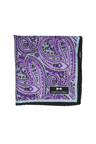 Silk Paisley Pocket Square - 888 Lila