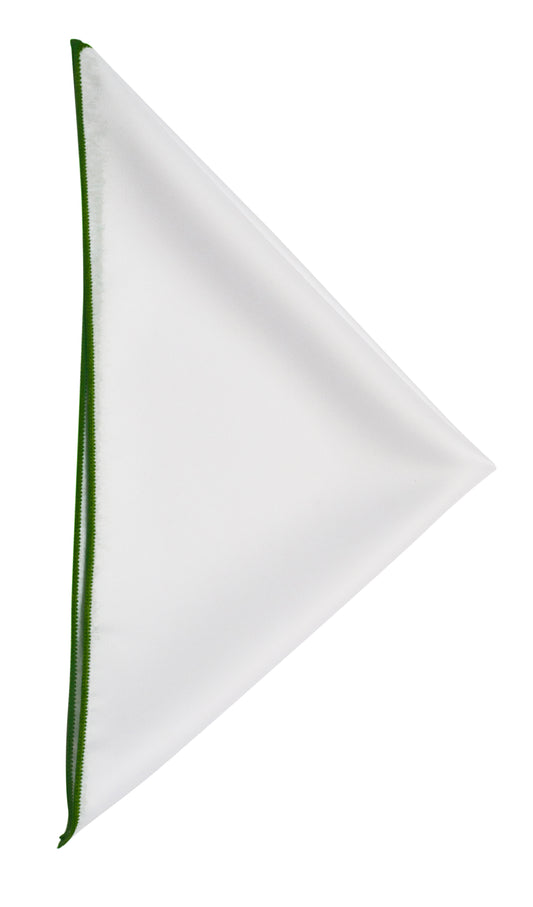 White pocket square - 116 Dk Green