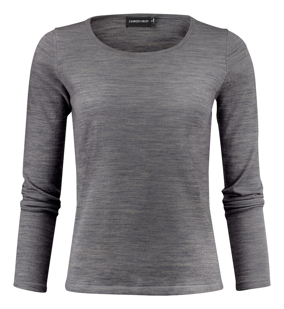 Merino Sweater U-Neck Woman Grey Melange