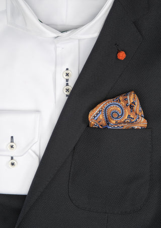 Silk Paisley Pocket square - 388 Orange
