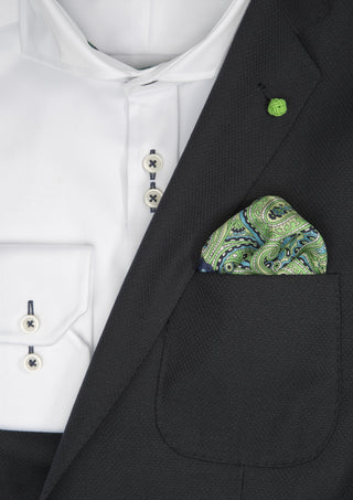 Silk Paisley Pocket square - 788 Green