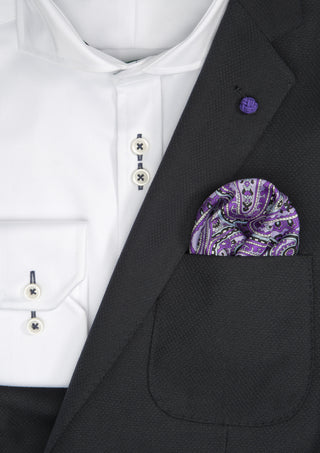 Silk Paisley Pocket Square - 888 Lila