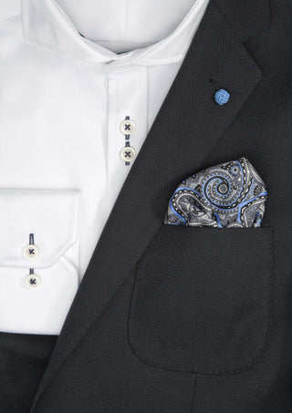 Silk Paisley Pocket Square - 988 Grå