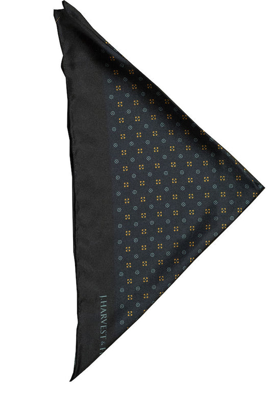 Handkerchief/Pocket Square - Silk Floral Navy
